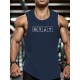 Men's Casual Black Tank Top - Polyester Knit, Geometric Design, Machine Washable, Summer Workout Tank for Gym & Fitness