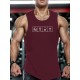 Men's Casual Black Tank Top - Polyester Knit, Geometric Design, Machine Washable, Summer Workout Tank for Gym & Fitness